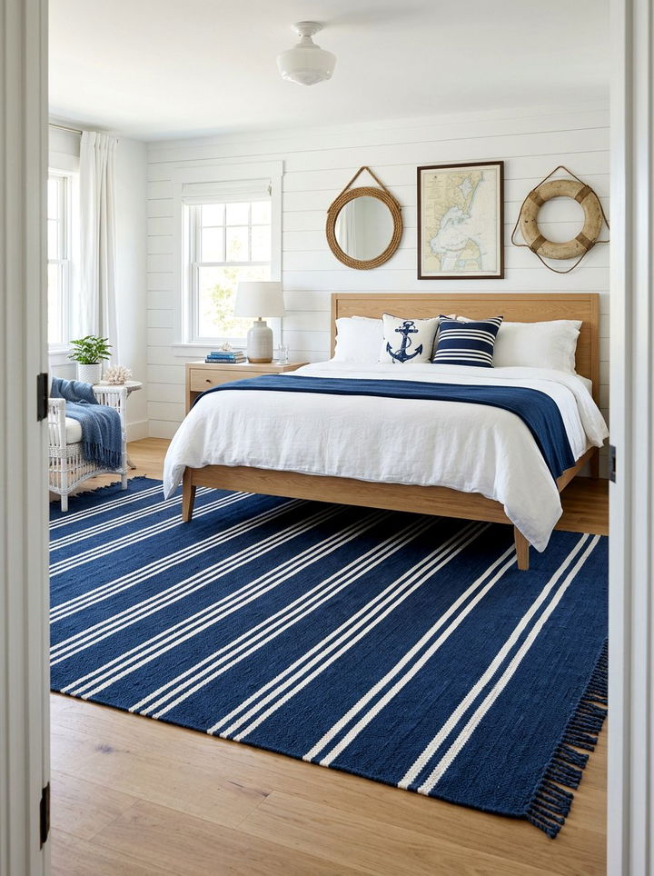 Navy Blue Coastal Rug - 30 bedroom rugs