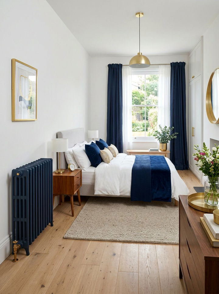 Navy Blue Column Radiator - 30 bedroom radiators