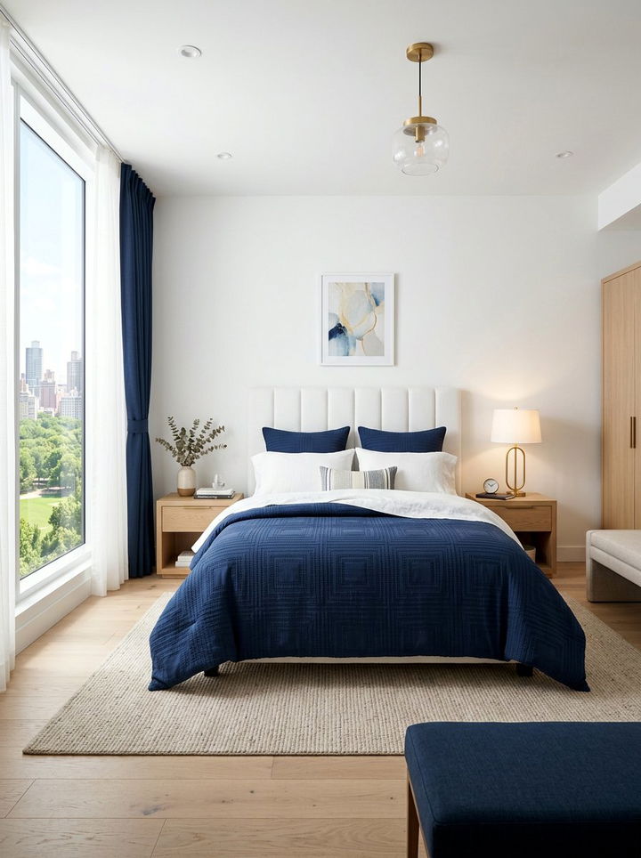 Navy Blue Comforter - 30 bedroom blue bedding ideas