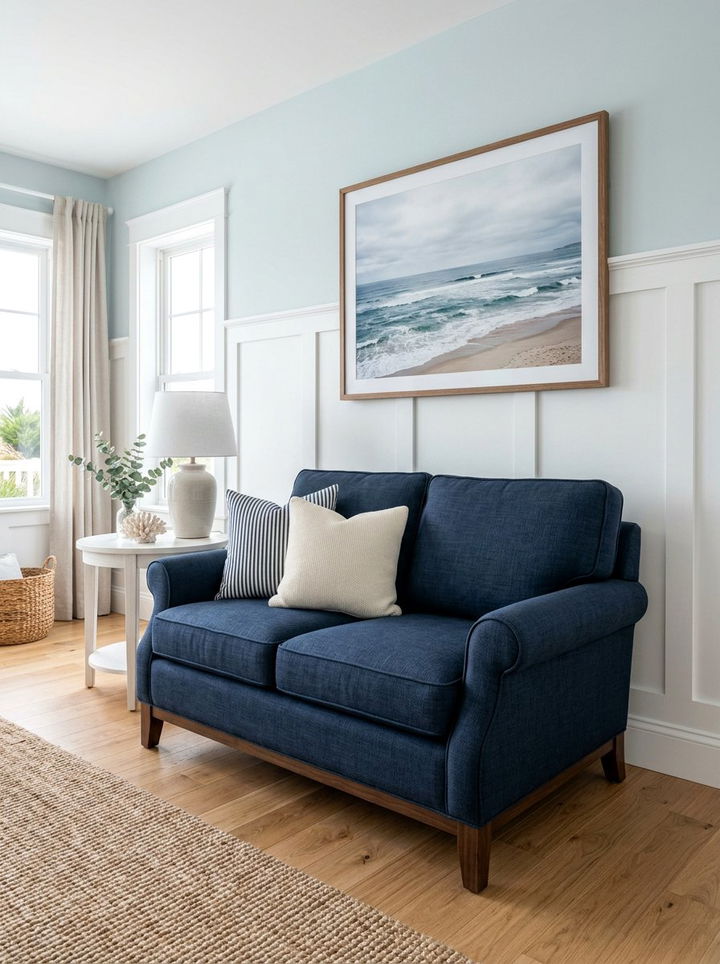 Navy Blue Compact Loveseat - 30 bedroom sofa bed ideas