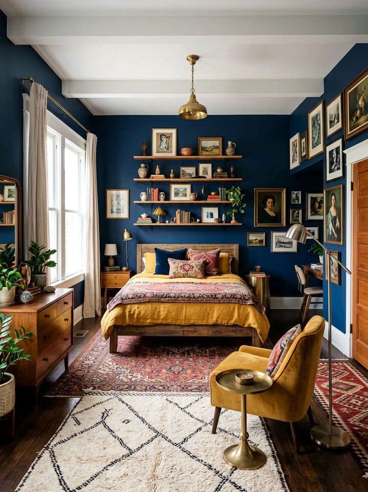Navy Blue Eclectic Bedroom - 30 modern navy bedroom ideas