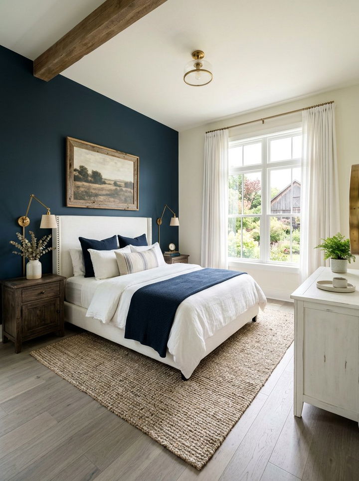 Navy Blue Farmhouse Bedroom - 30 farmhouse bedroom color ideas