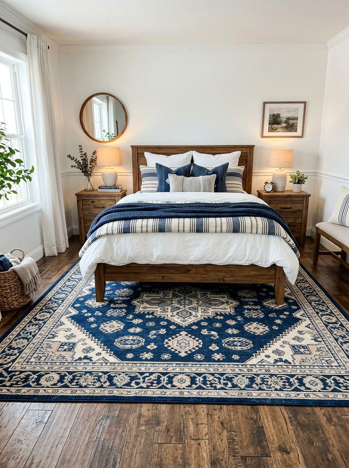 Navy Blue Farmhouse Rug - 30 farmhouse blue bedroom ideas