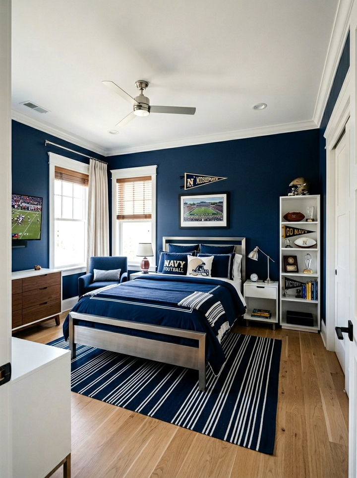 Navy Blue Football Theme - 30 football bedroom ideas