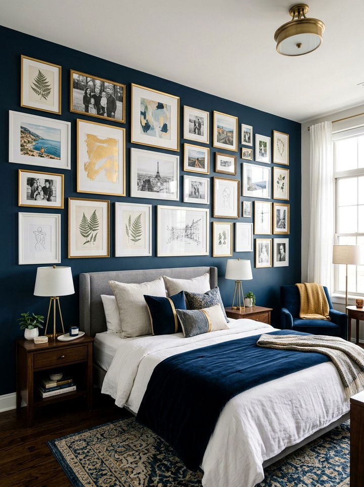 Navy Blue Gallery Wall Bedroom - 30 bedroom navy walls