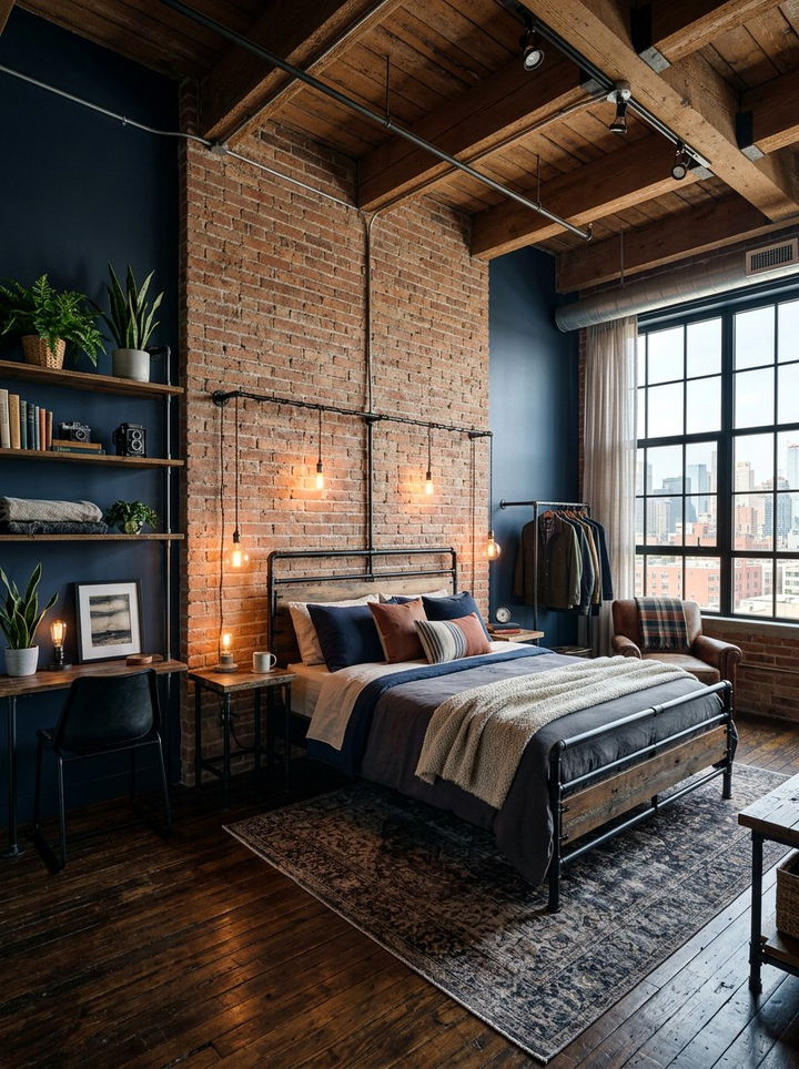 Navy Blue Industrial Bedroom - 30 bedroom navy walls