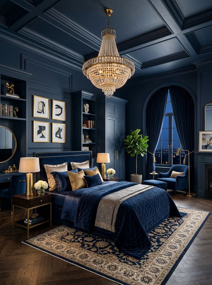 Navy Blue Luxury Bedroom - 30 modern navy bedroom ideas
