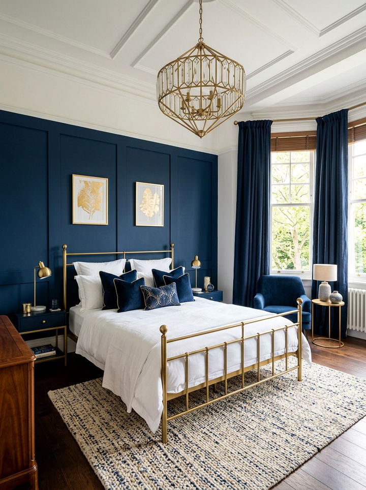 Navy Blue Master Bedroom - 30 dark bedroom accent wall ideas