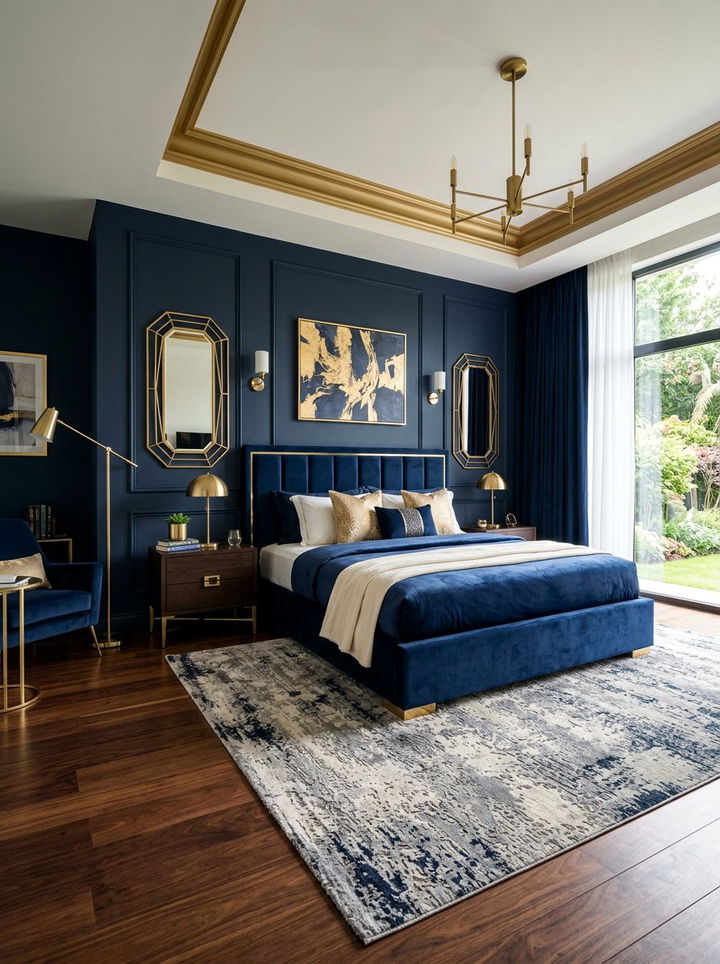 Navy Blue Master Bedroom With Gold Accents - 30 navy and gold bedroom ideas