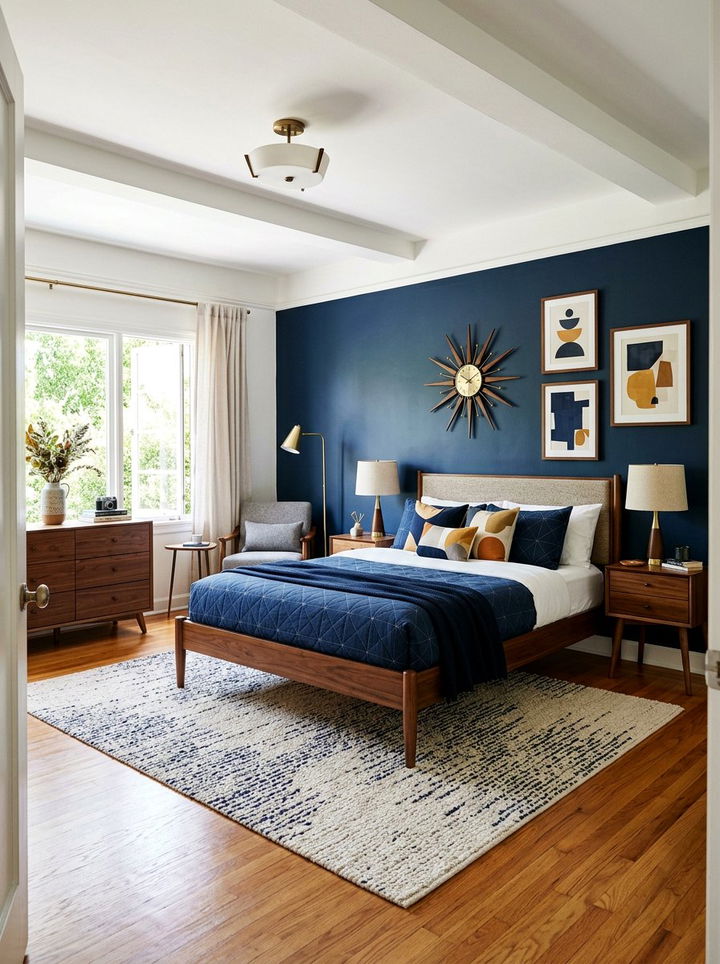 Navy Blue Mid Century Modern Bedroom - 30 modern navy bedroom ideas