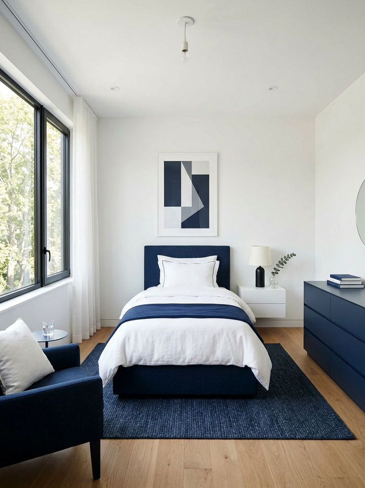 Navy Blue Minimalist Bedroom - 30 contemporary navy bedroom ideas