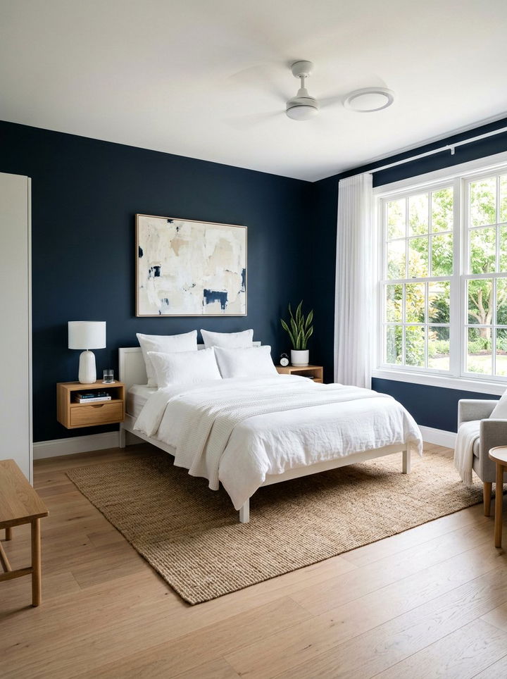 Navy Blue Minimalist Bedroom - 30 minimalist bedroom color ideas
