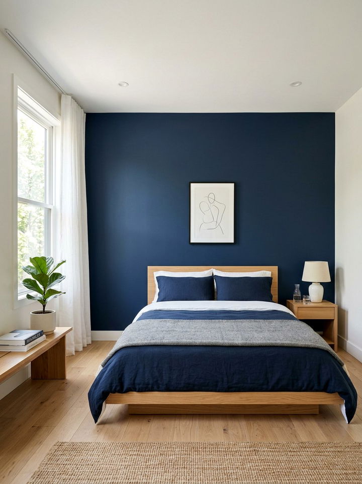 Navy Blue Minimalist Bedroom - 30 modern navy bedroom ideas