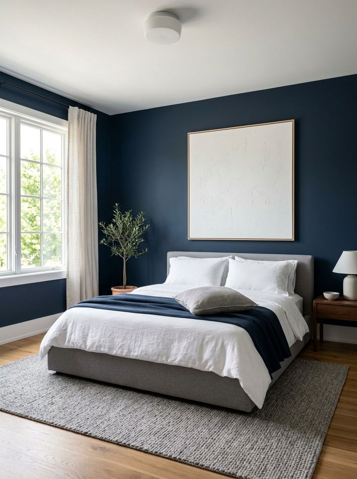 Navy Blue Minimalist Bedroom - 30 bedroom navy walls