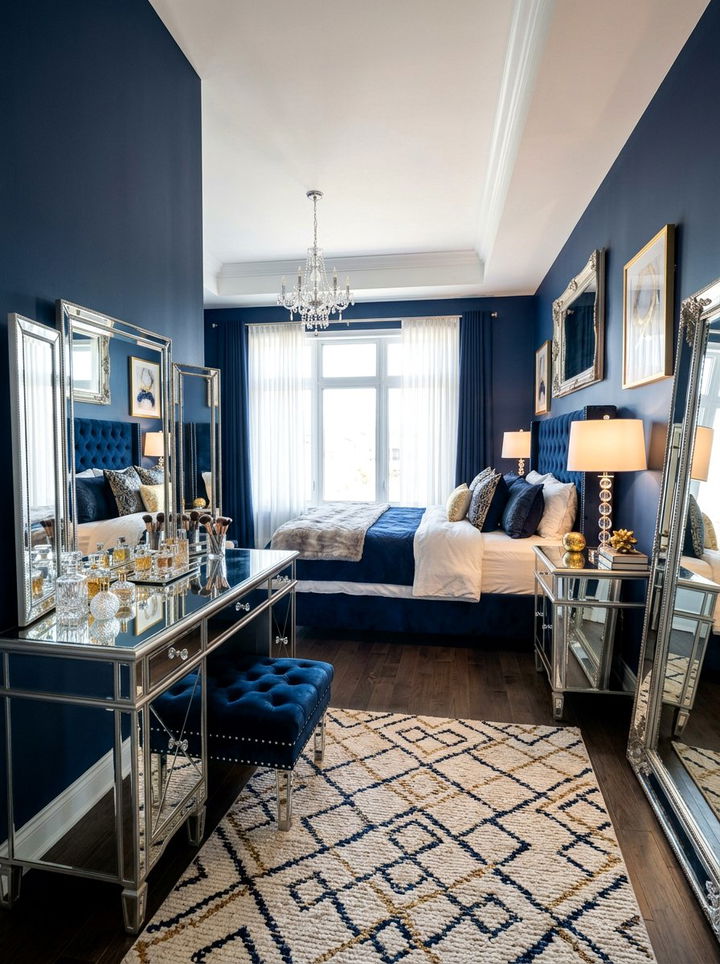 Navy Blue Mirrored Furniture Bedroom - 30 bedroom navy walls
