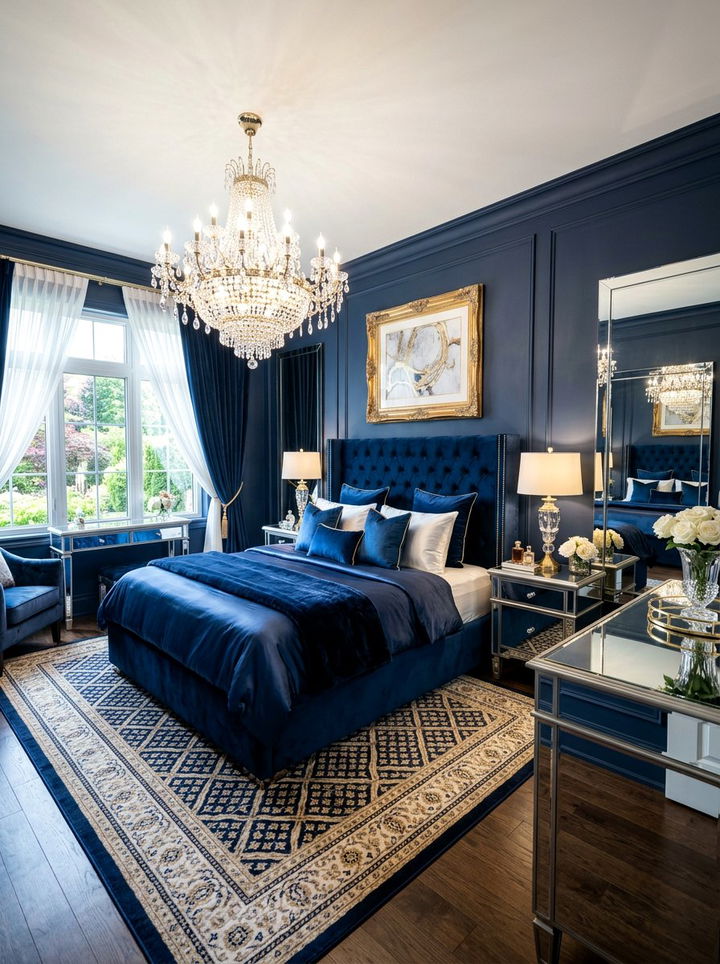 Navy Blue Modern Glam Bedroom - 30 modern navy bedroom ideas