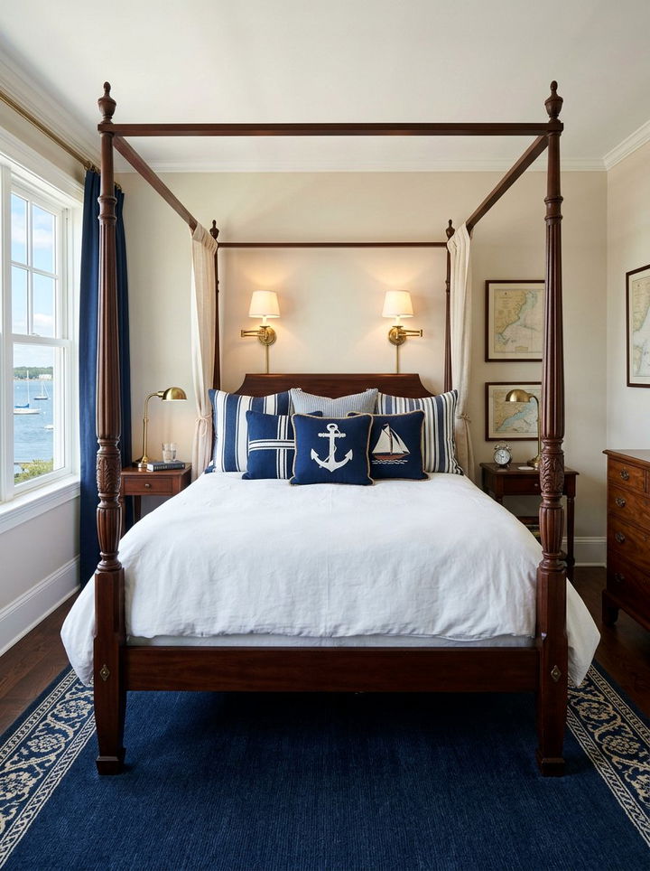Navy Blue Nautical Pillows - 30 bedroom decorative pillows