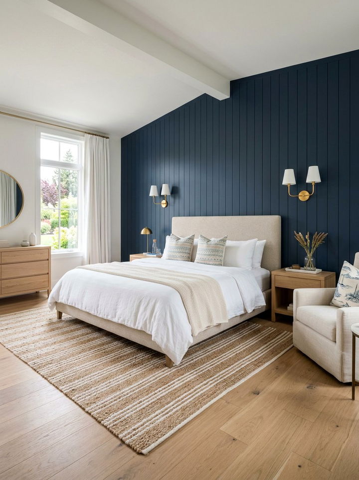 Navy Blue Paint Wall - 30 bedroom accent wall ideas