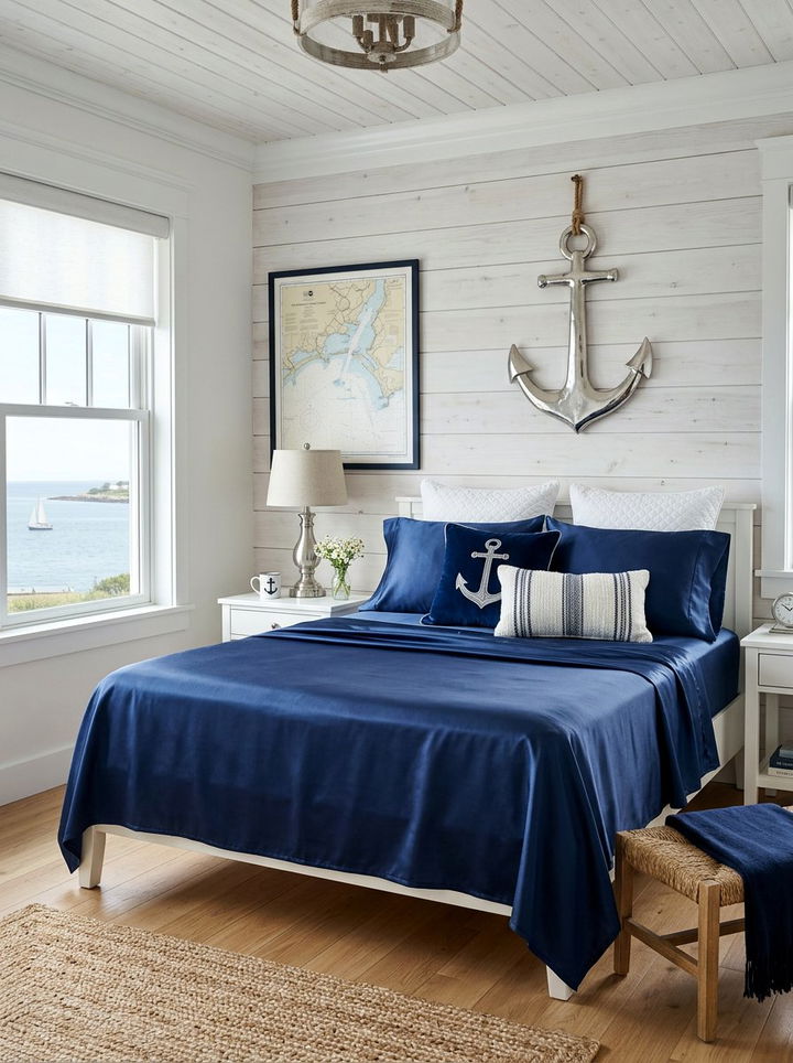 Navy Blue Satin Sheet Set - 30 satin bedroom ideas