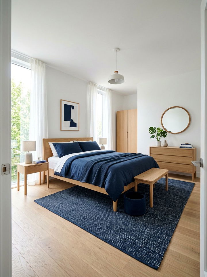 Navy Blue Scandi Bedroom - 30 modern navy bedroom ideas