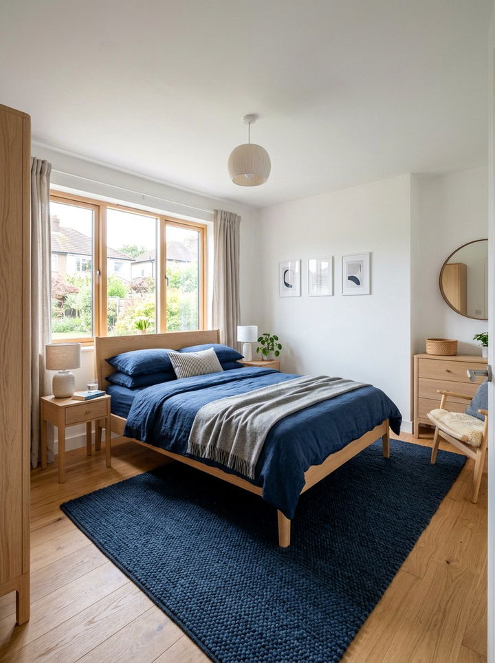 Navy Blue Scandinavian Bedroom - 30 minimalist blue bedroom ideas