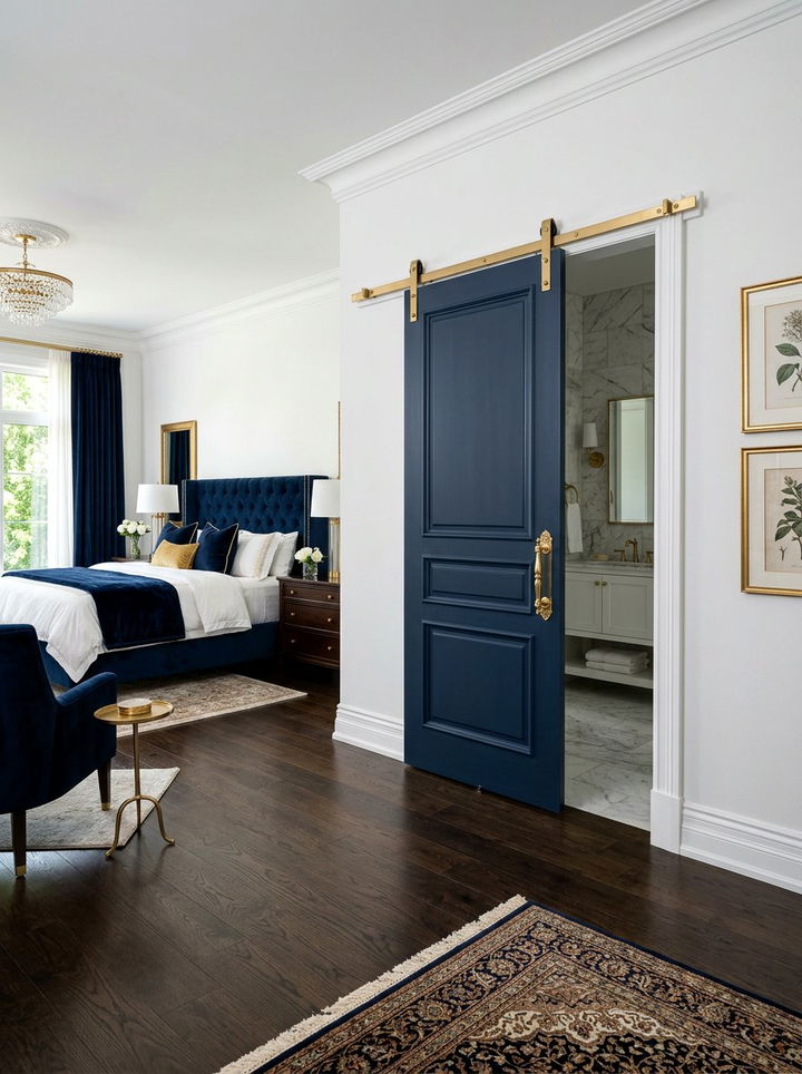 Navy Blue Sliding Door - 30 bedroom barn doors