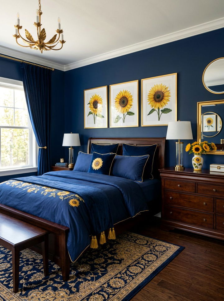Navy Blue Sunflower Bedroom - 30 sunflower bedroom ideas