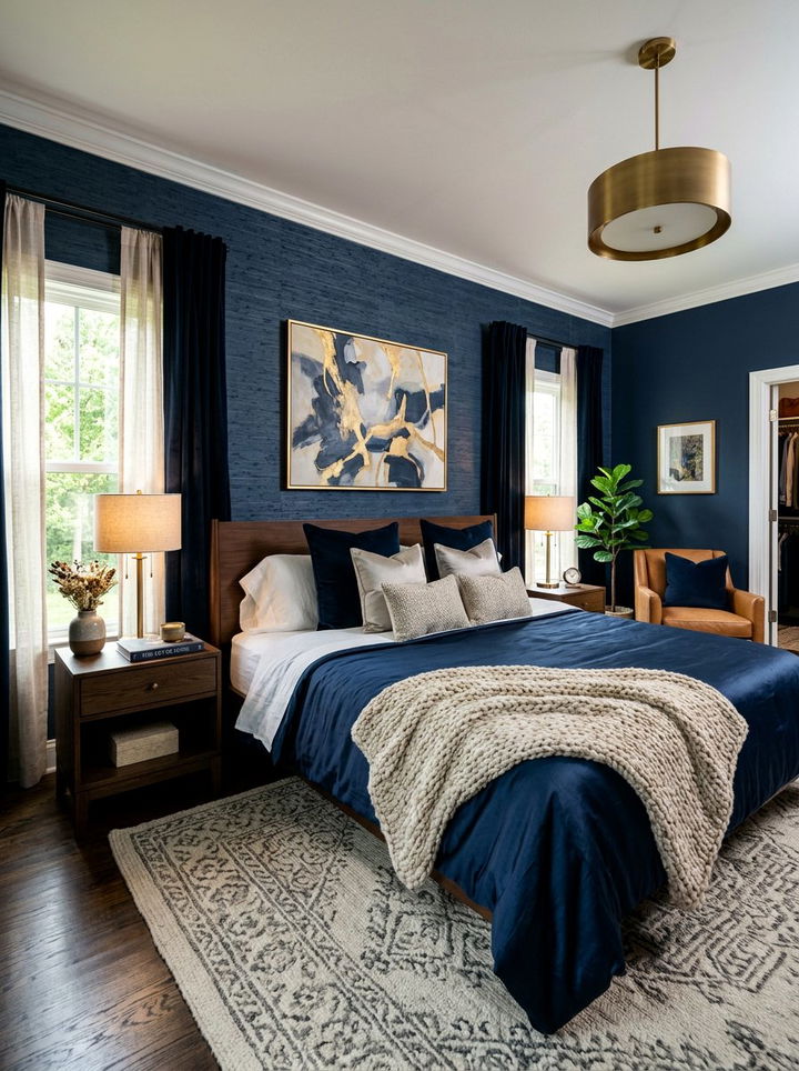 Navy Blue Texture Bedroom - 30 modern navy bedroom ideas