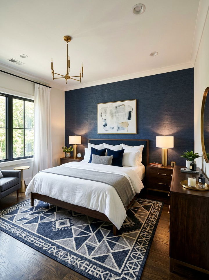 Navy Blue Textured Wallpaper - 30 bedroom accent wall wallpapers