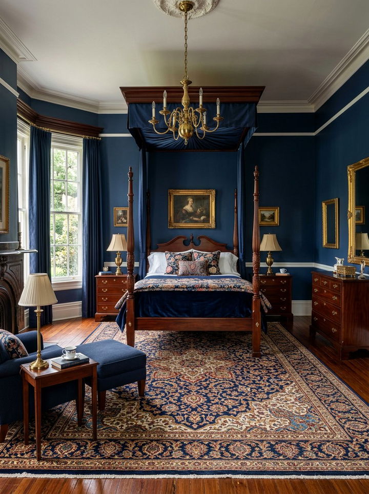 Navy Blue Traditional Bedroom - 30 bedroom navy walls