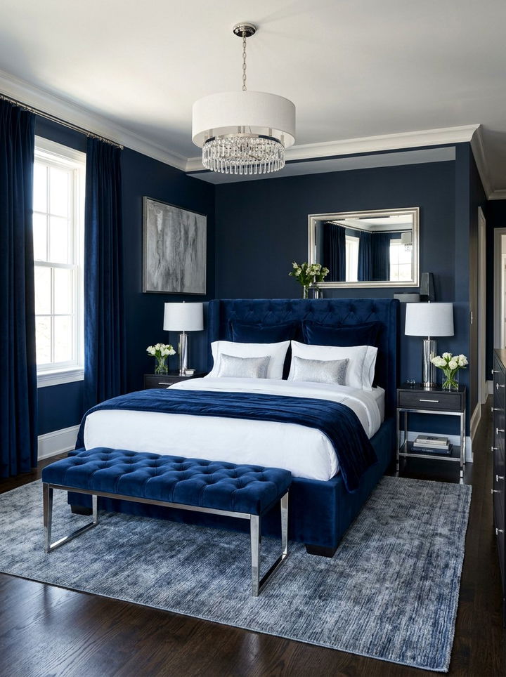 Navy Blue Velvet Bedroom - 30 modern navy bedroom ideas