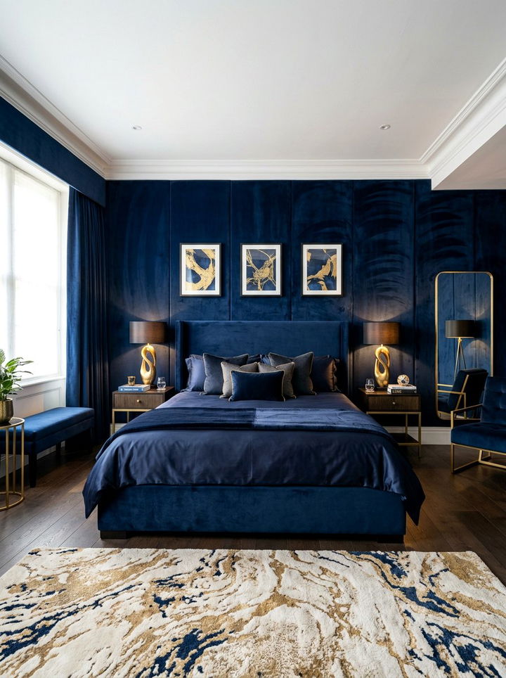 Navy Blue Velvet Bedroom - 30 blue bedroom design ideas