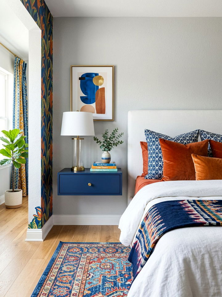 Navy Blue Wall Mounted Drawer - 30 bedroom wall mounted nightstands