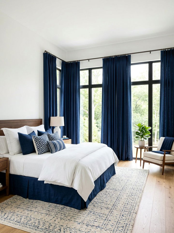 Navy Blue Window Treatments - 30 navy and white bedroom ideas