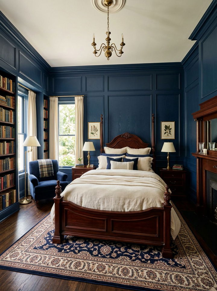 Navy Blue Wood Paneling - 30 navy bedroom ideas