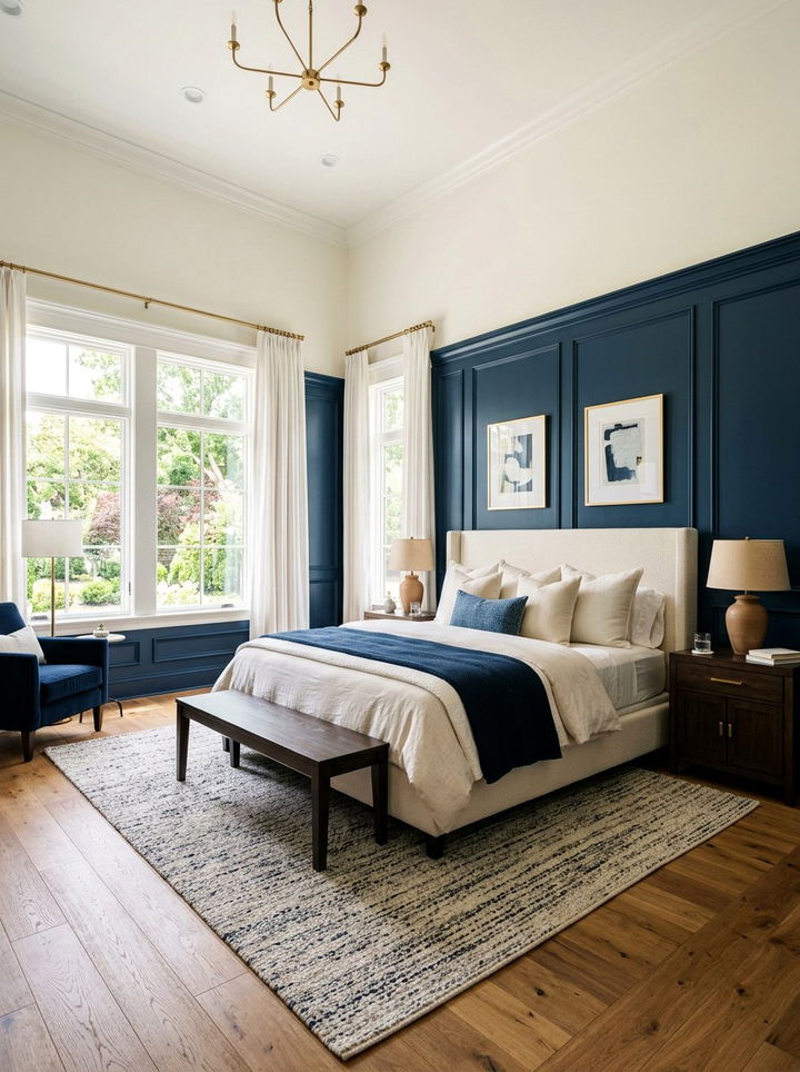 Navy Blue Wood Paneling - 30 indigo bedroom ideas