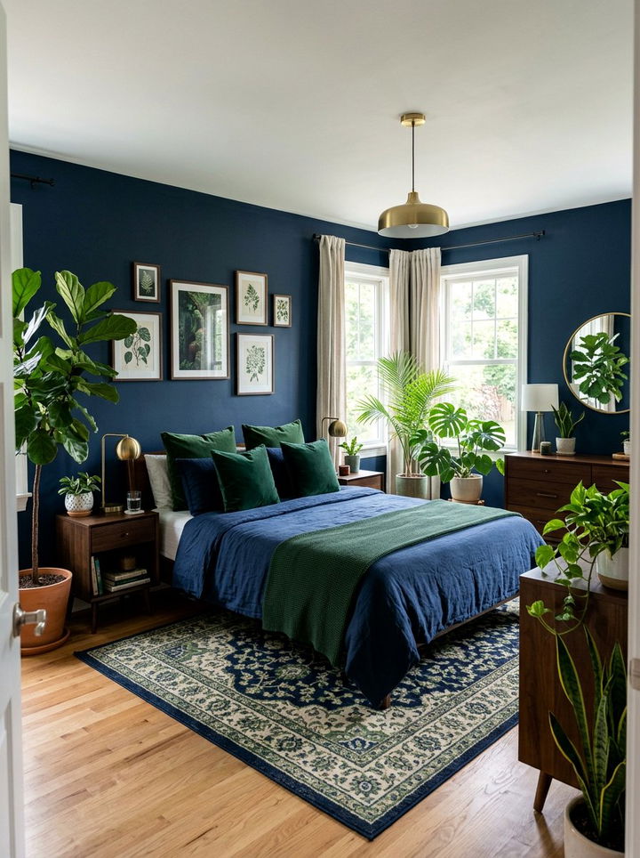 Navy Blue and Green Bedroom - 30 navy bedroom ideas