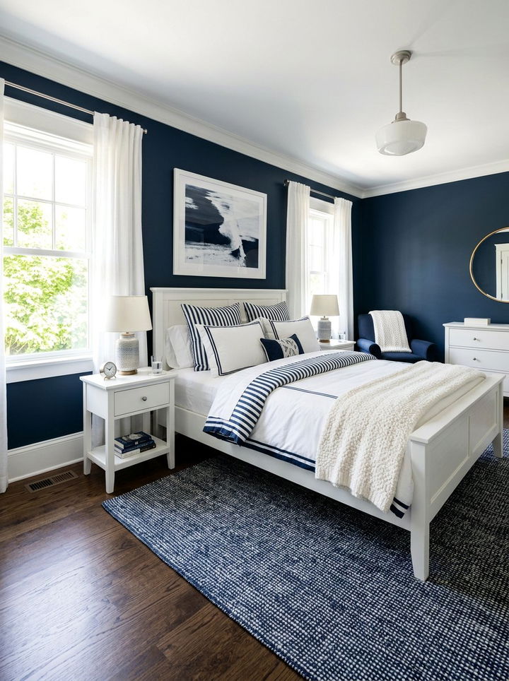 Navy Blue and White Bedroom - 30 navy bedroom ideas