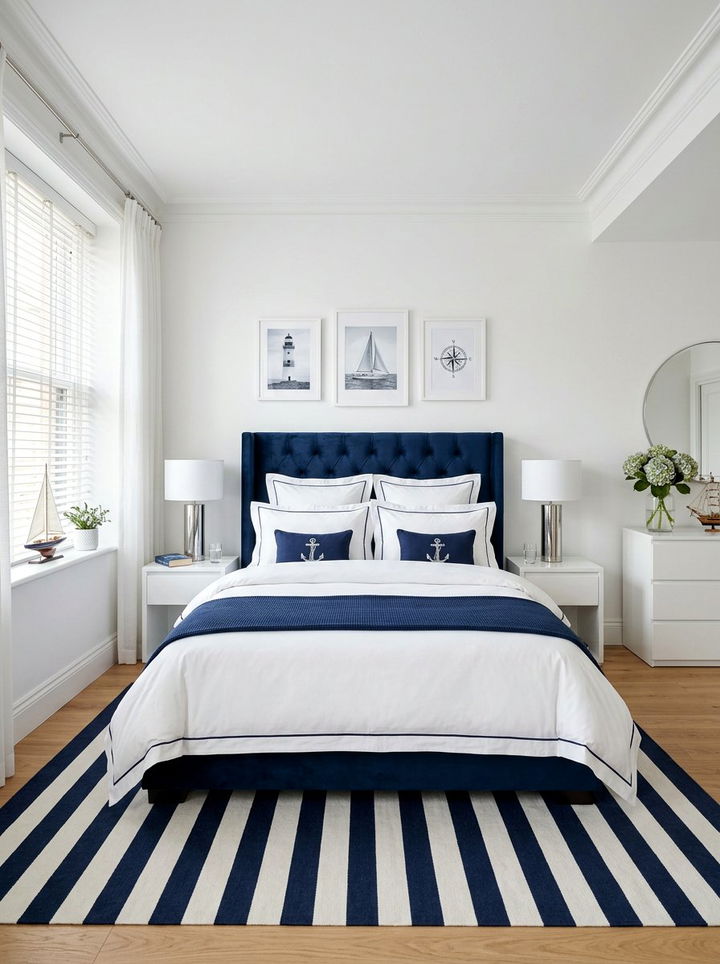 Navy Blue and White Bedroom - 30 bedroom color schemes