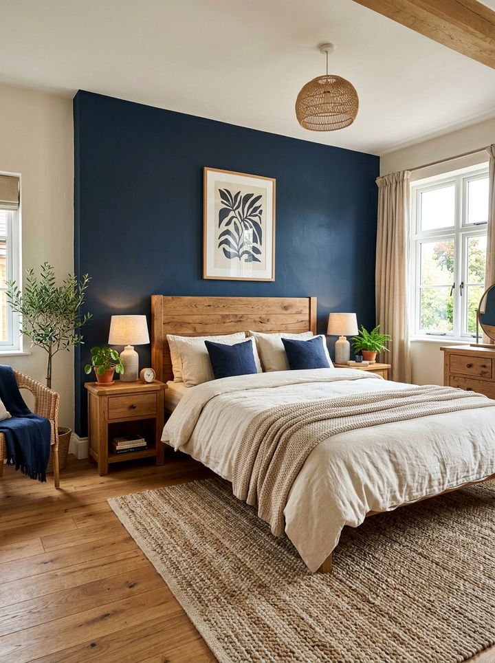 Navy Blue and Wood Bedroom - 30 navy bedroom ideas