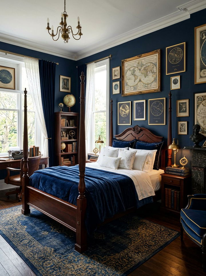 Navy Blue - 30 dark academia bedroom color ideas