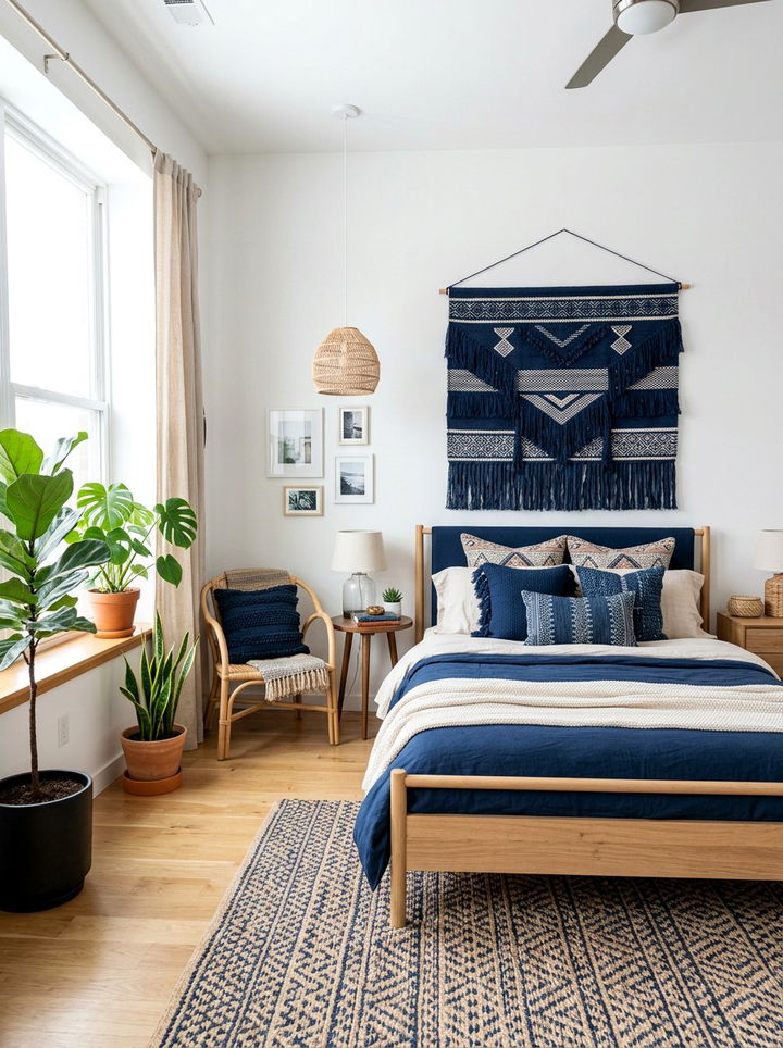 Navy Boho Bedroom - 30 minimalist navy bedroom ideas