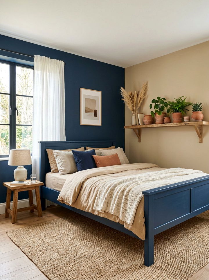 Navy Earthy Bedroom - 30 minimalist navy bedroom ideas