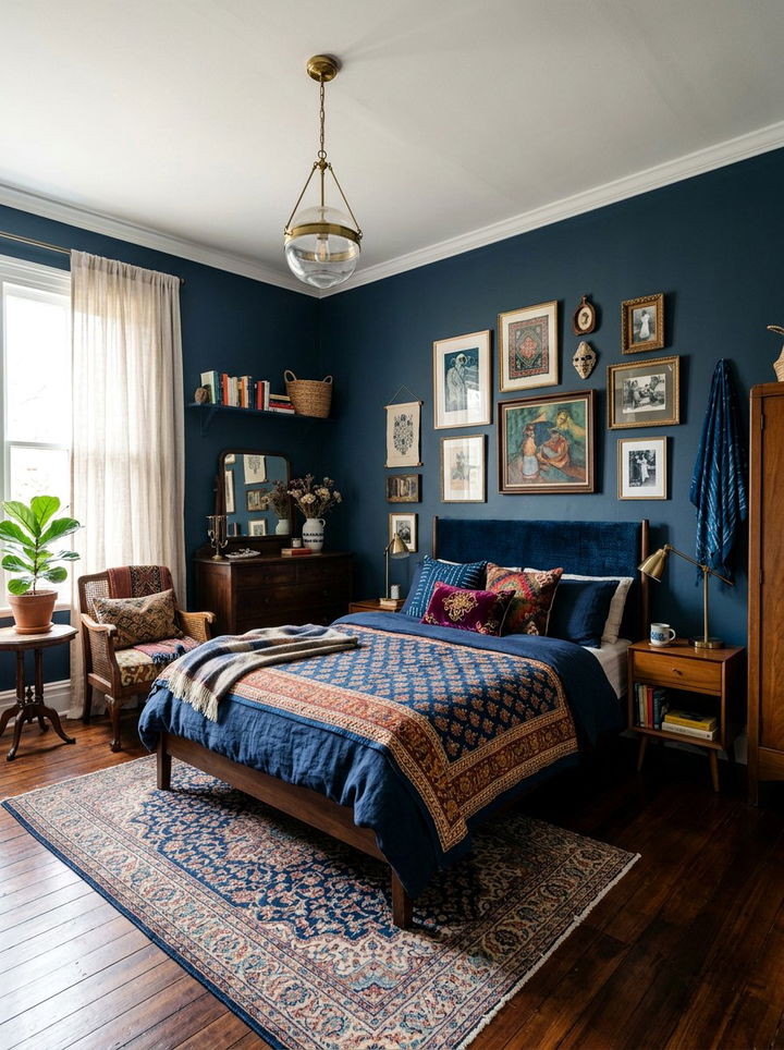 Navy Eclectic Style Bedroom - 30 navy bedroom design ideas