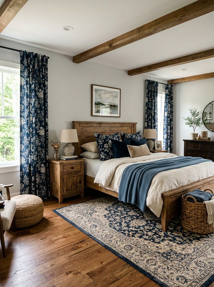 30 Rustic Navy Bedroom Ideas for a Bold and Moody Look