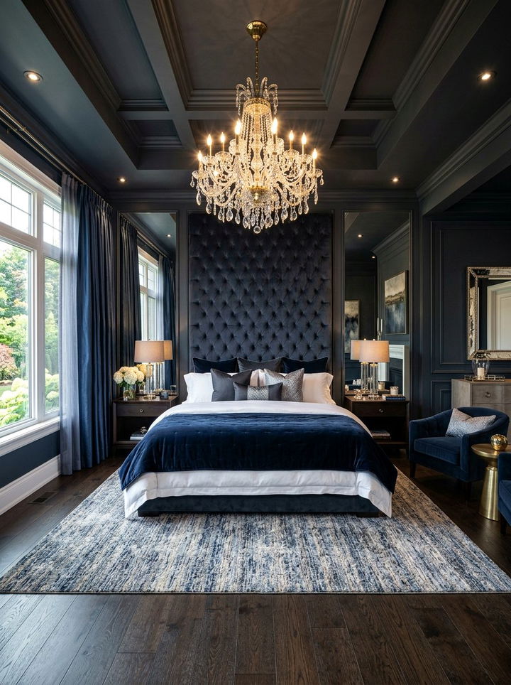 Navy Gray Master Suite - 30 blue gray bedroom ideas