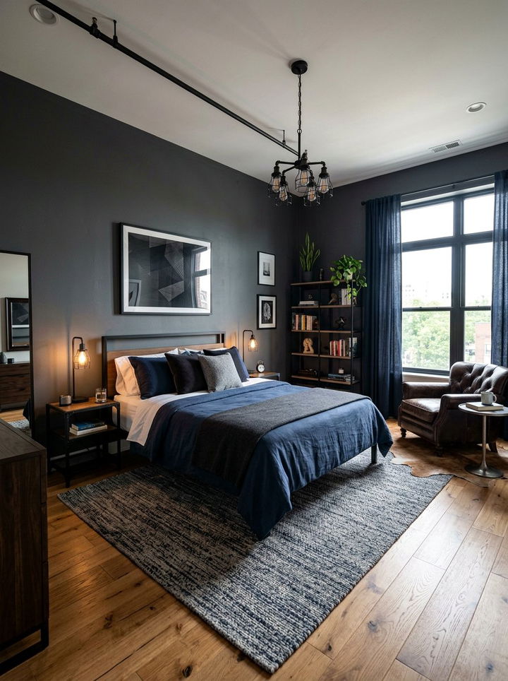 Navy Grey Masculine Bedroom - 30 navy bedroom design ideas