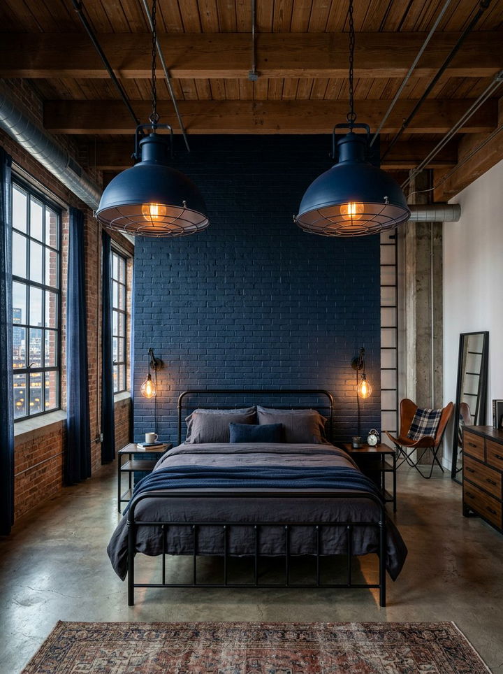 Navy Industrial Lighting Fixtures - 30 industrial navy bedroom ideas
