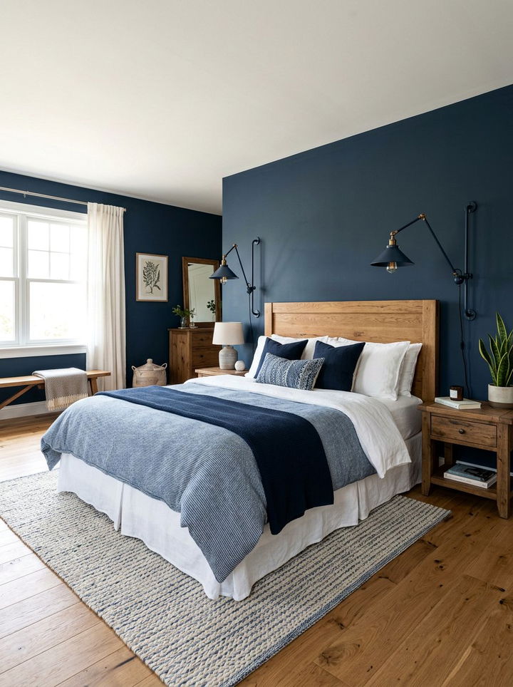 Navy Industrial Wall Sconce - 30 industrial navy bedroom ideas