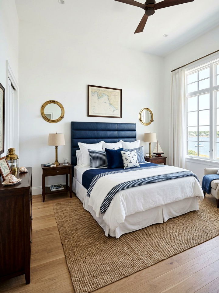 Navy Leather Headboard - 30 bedroom leather headboards